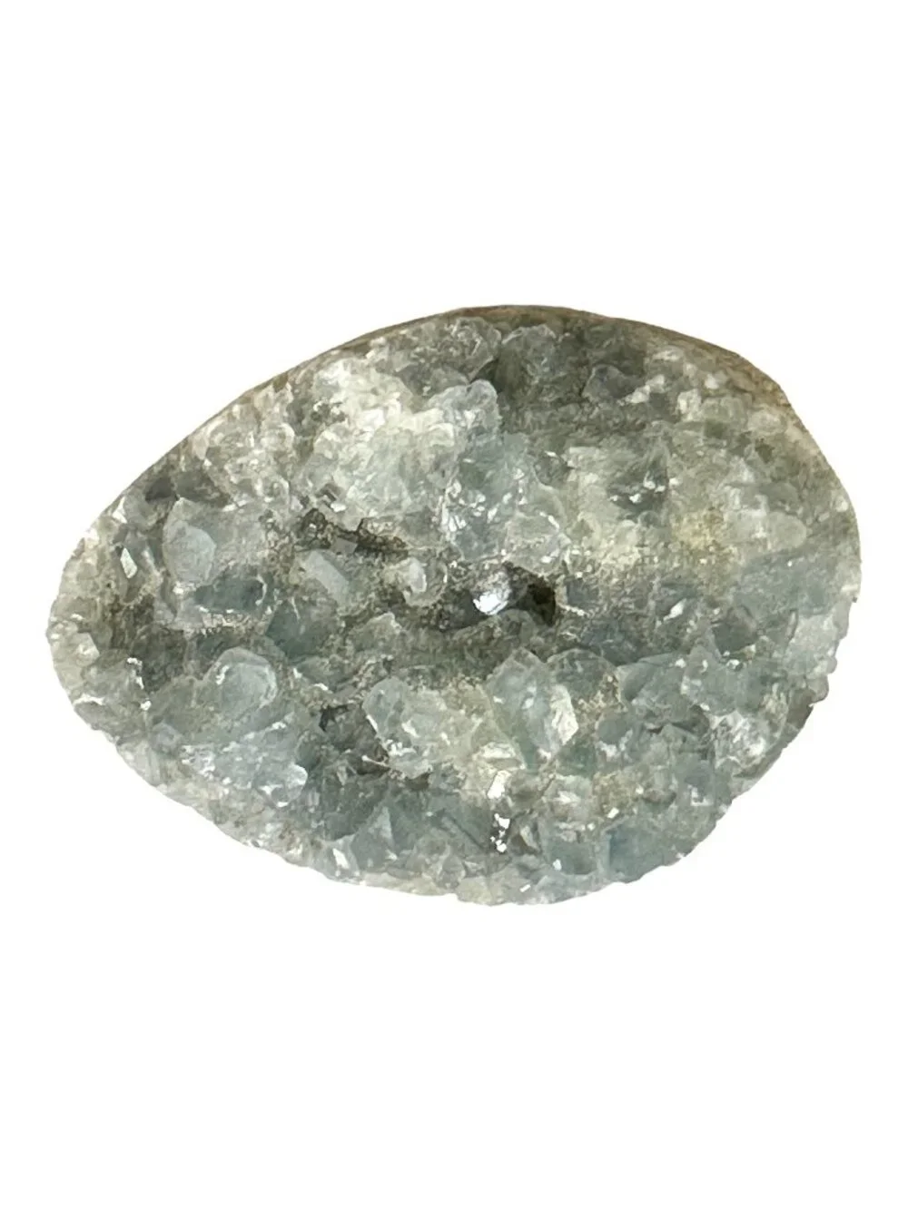 Natural Blue Celestite Geode Cluster On Display Stand - 2.5 Inches Long